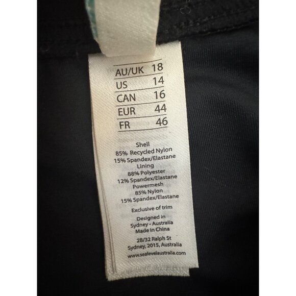 Sea Level Swim Size 14 Black Long Sleeve Zip Front One Piece Swimsuit - Picture 6 of 15